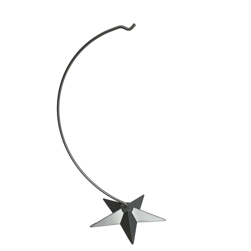 Department 56 Silver Star Ornament Hanger w/ Weighted Base & Height is 8 inches